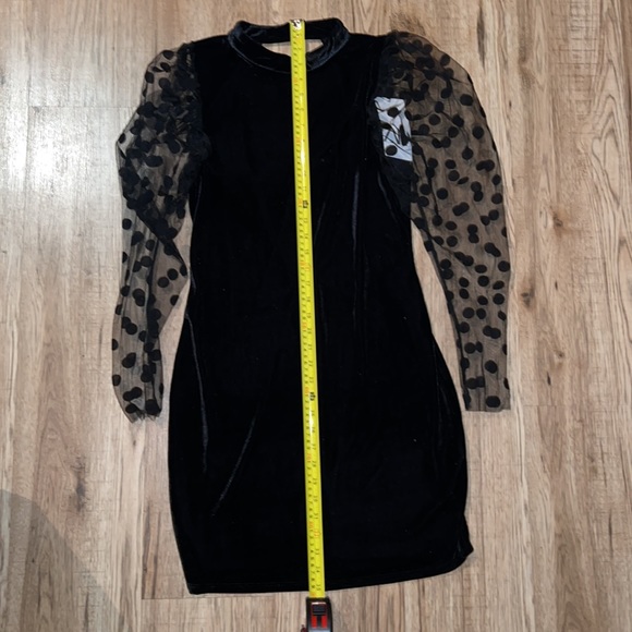 NEW! HP 🥳🥳🥳Zara Velvet Look Long Sleeve Dress with Polka Dot Detail - Picture 5 of 11